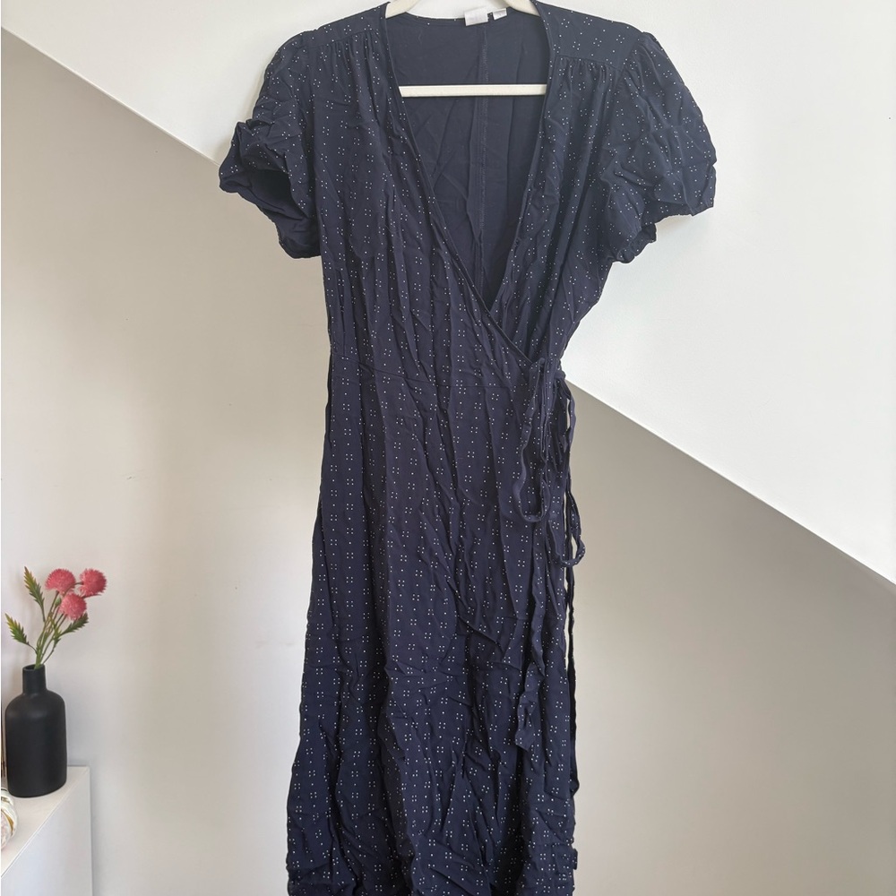 GAP Navy Midi Wrap Dress